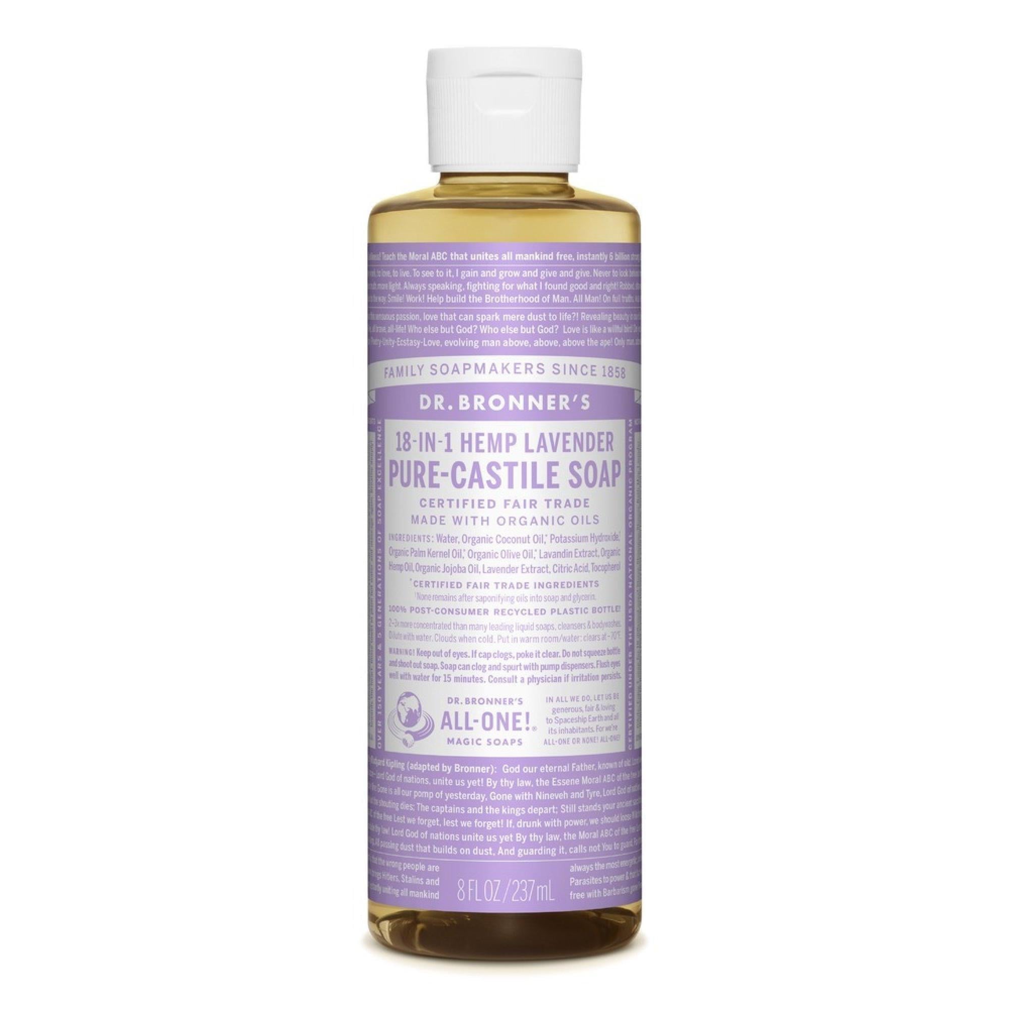 Dr. Bronner's Organic Pure Castile Liquid Soap Lavender - 8 Fl Oz