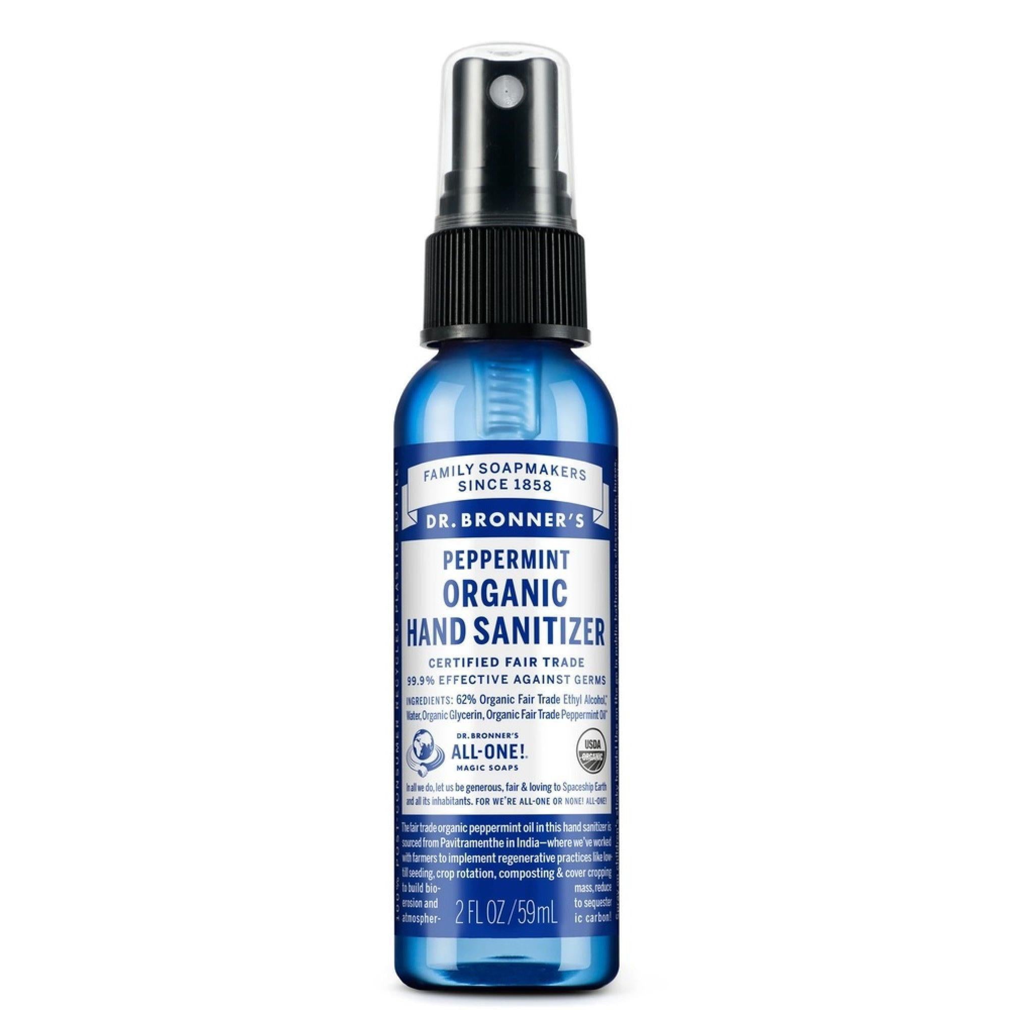 Dr. Bronner's Hand Sanitizer, Organic, Peppermint 2 Fl Oz