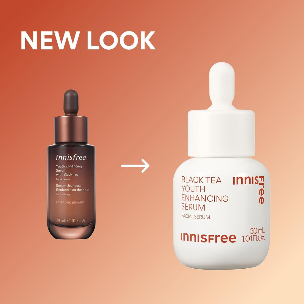 Innisfree Black Tea Youth Enhancing Serum, Korean Serum with Niacinamide for Firming and Glow