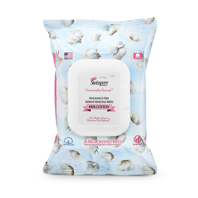Swisspers Organics Makeup Removal Wipes, 100% Cotton, Fragrance Free