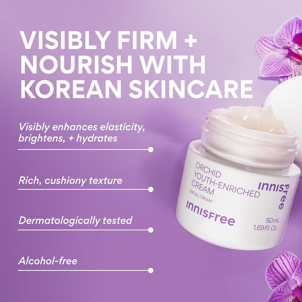 Innisfree Orchid Youth-Enriched Cream, Korean Face Cream for Firming and Hydrated Skin