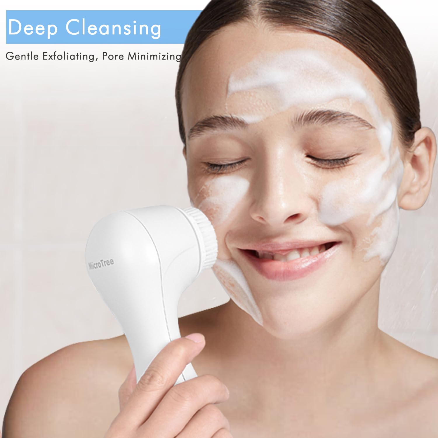 Facial Cleansing Brush, Sonic Face Scrubber Exfoliator for Women Skin Care Deep Cleaning Exfoliating, Rechargeable Waterproof Electric with 2 Speeds for Home & Travel(White)