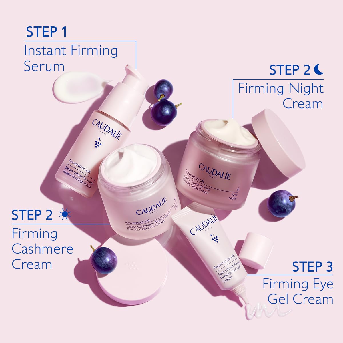 Caudalie Resveratrol-Lift Retinol Alternative Firming Night Cream Moisturizer, Refillable Jar 1.6 oz