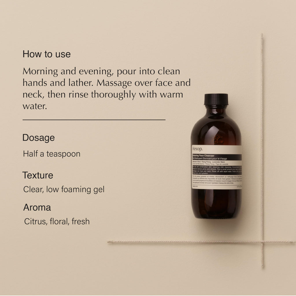 Aesop Amazing Face Cleanser | Non Drying, Concentrated Low Foaming Daily Cleanser | Cleanse Skin of Oil and Grime Without Disturbing Natural Balance | 6.7 oz / 200 mL