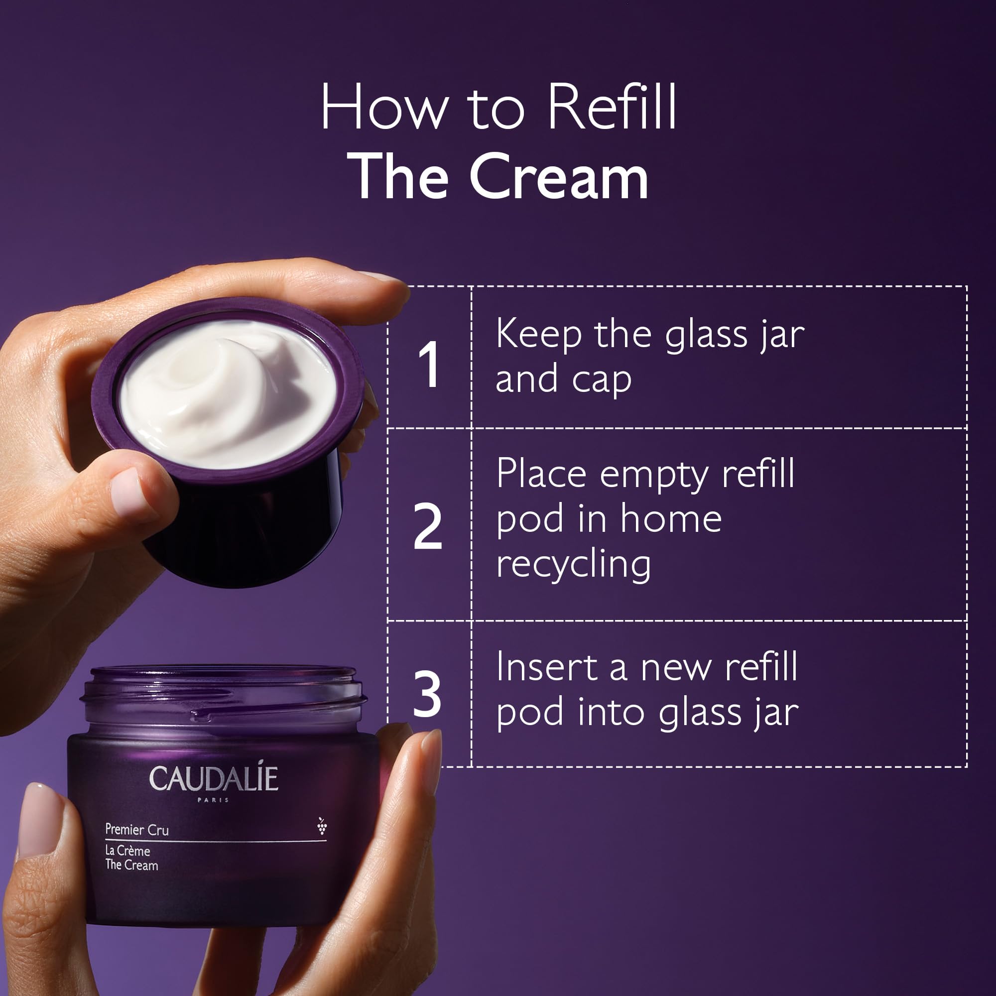 Caudalie Premier Cru Anti-Aging Cream Moisturizer, Refillable Jar - 50 ml