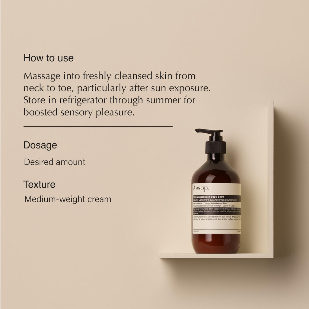 Aesop Rind Concentrate Body Balm | Soften & Smooth Skin | Uplifting Citrus Aroma & Nourishing Nut Oil Extracts | 16.9 oz / 500 mL