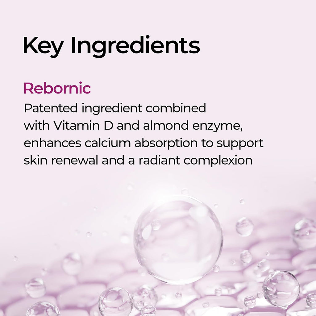 Text about Reboronic ingredient with bubbles on a light purple background
