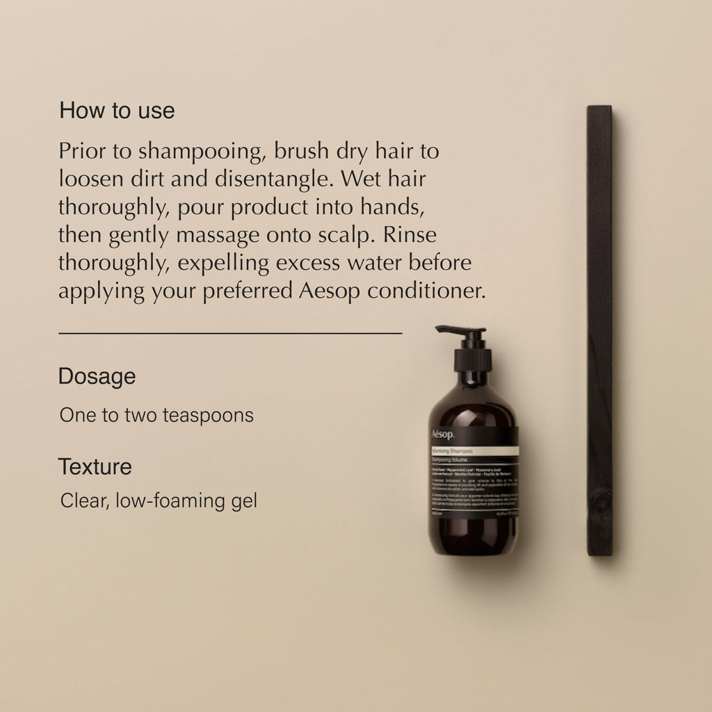 Aesop Volumizing Shampoo | Lifting Formulation for Volume and Body for Thin or Fine Hair | Botanical Oils to Soften Hair and Add Shine | 16.9oz / 500mL