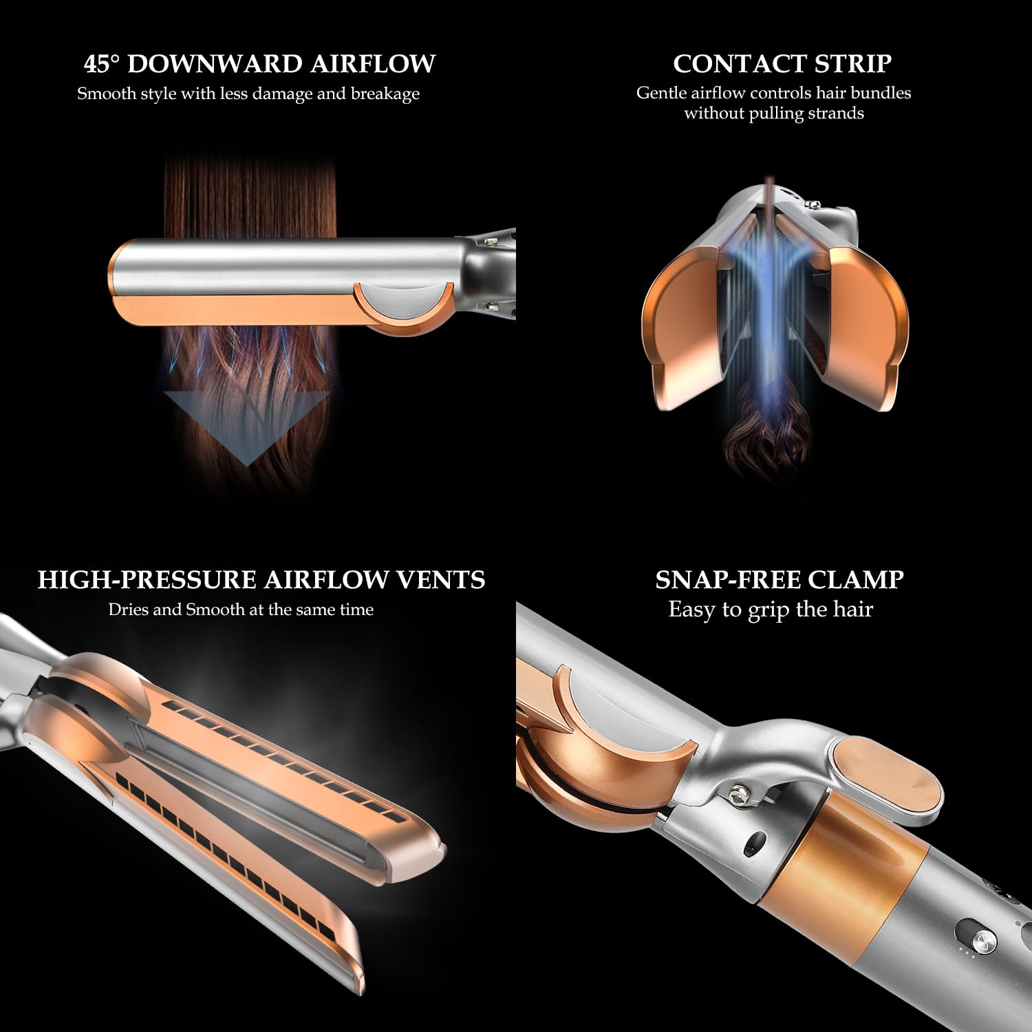 Airflow Attachment for Dyson Airwrap Styler, Nozzles Attachment for Smooth Hair Style with Less Damage and Breakage for Dyson Airwrap HS01 HS05 HS08