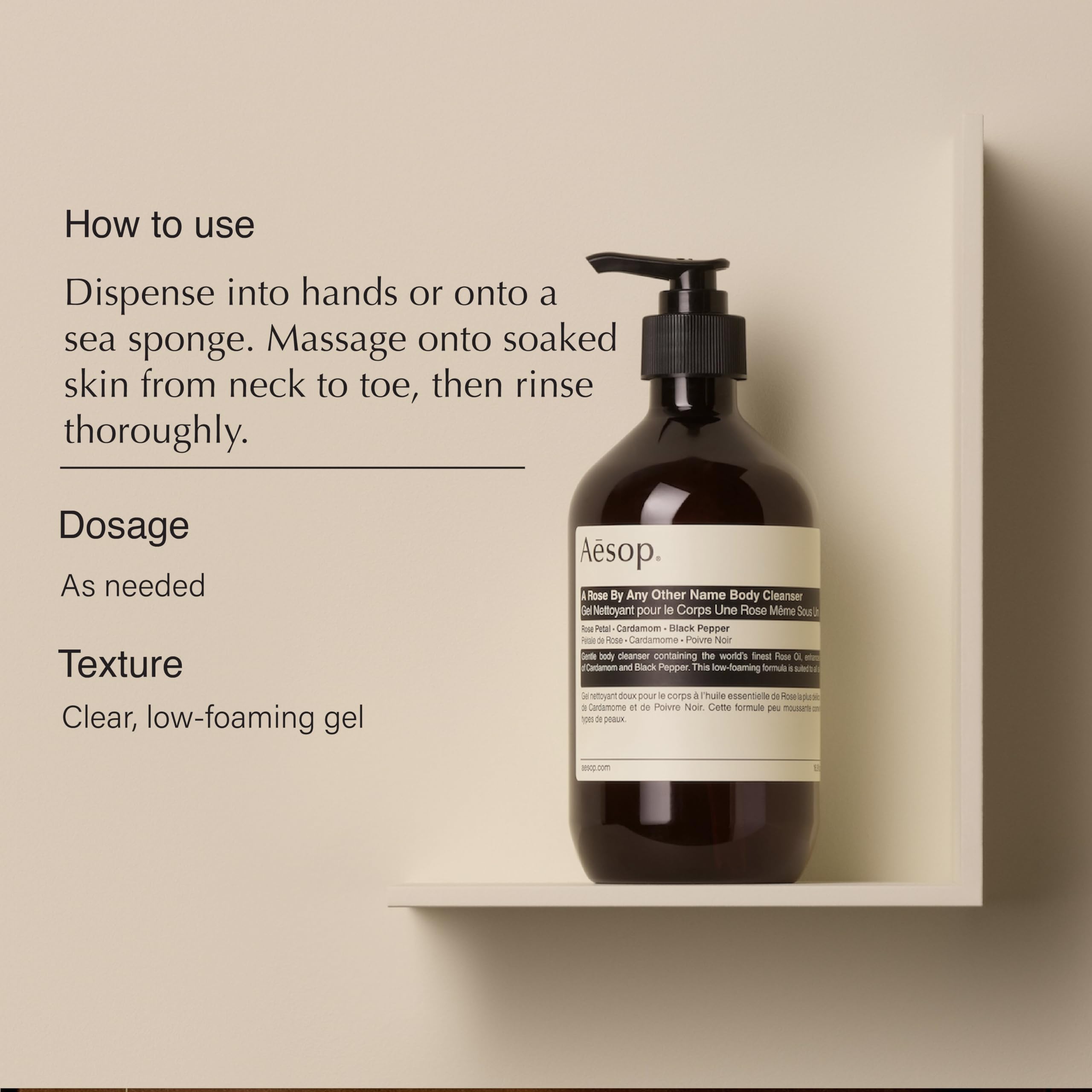 Aesop A Rose By Any Other Name Body Cleanser | Gentle Body Cleanser with Rose Petal Oil & Skin-Softening Botanicals | 16.9 oz / 500mL