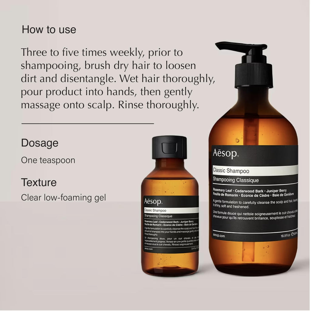 Aesop Classic Shampoo | Gentle Formulation | Leaves Hair Shiny, Soft, Freshened | Rosemary Leaf, Cedarwood Bark, Juniper Berry | 16.9 oz / 500mL