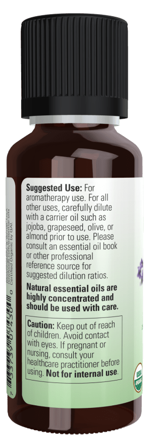 NOW Organic Essential Oils, 100% Lavender Essential Oil, USDA Certified organic & pure