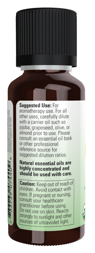 NOW Organic Essential Oils, 100% Orange Essential Oil, USDA Certified organic & pure
